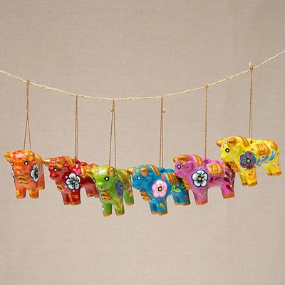 Alternate image for Hand-Painted Ceramic Bull Ornaments from Peru Set of 6 Torito de Pucara