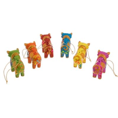 Alternate image for Hand-Painted Ceramic Bull Ornaments from Peru Set of 6 Torito de Pucara