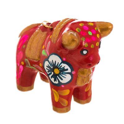 Alternate image for Hand-Painted Ceramic Bull Ornaments from Peru Set of 6 Torito de Pucara