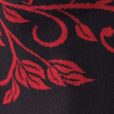 Alternate image for Reversible Red and Black Alpaca Blend Shawl Scarlet Leaves