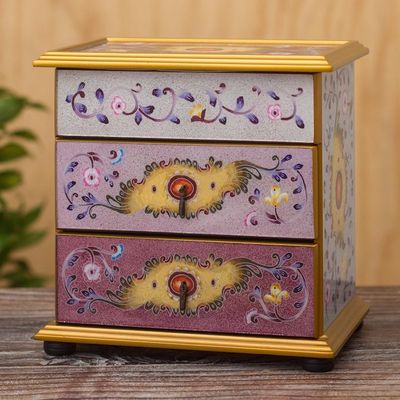 Alternate image for Hand Crafted Small Painted Glass Jewelry Chest Twilight Splendor