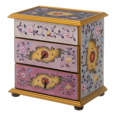 Alternate image for Hand Crafted Small Painted Glass Jewelry Chest Twilight Splendor