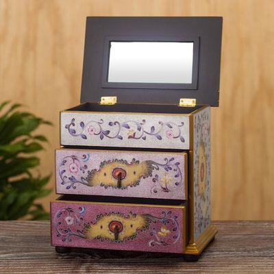 Alternate image for Hand Crafted Small Painted Glass Jewelry Chest Twilight Splendor