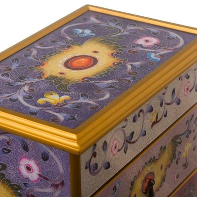 Alternate image for Hand Crafted Small Painted Glass Jewelry Chest Twilight Splendor