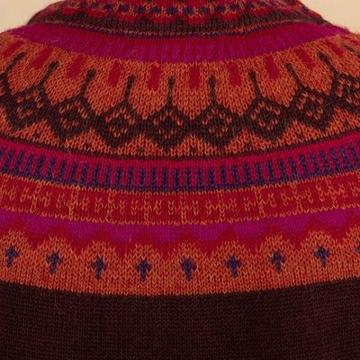 Alternate image for Womens Art Knit Alpaca Pullover Sweater from Peru Playful Plum