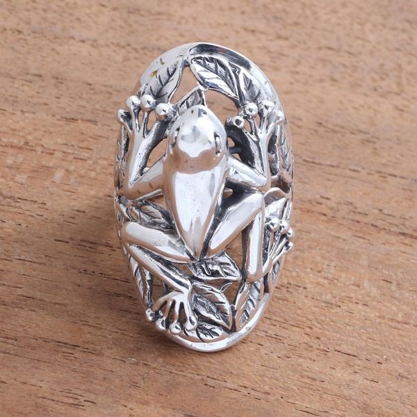 Alternate image for Frog Sterling Silver Cocktail Ring from Bali Ubud Frog