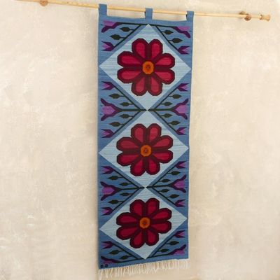 Alternate image for Floral Wool Tapestry from Peru Sweet Flowers
