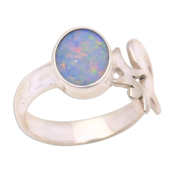 Alternate image for Unique Opal and Sterling Silver Ring Hindu Meditation