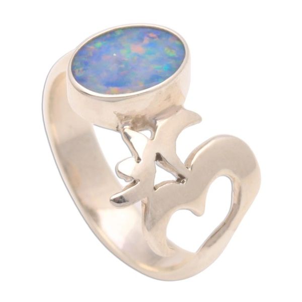Alternate image for Unique Opal and Sterling Silver Ring Hindu Meditation