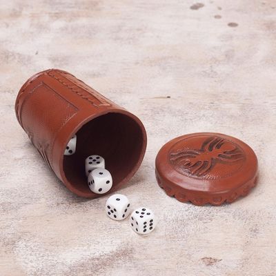 Alternate image for Nazca Embossed Leather Dice Cup Set Nazca Spider