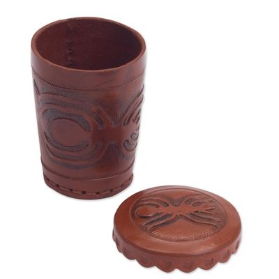 Alternate image for Nazca Embossed Leather Dice Cup Set Nazca Spider