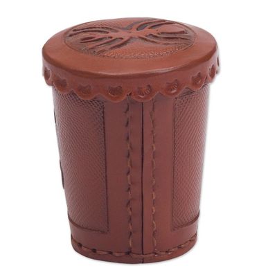 Alternate image for Nazca Embossed Leather Dice Cup Set Nazca Spider