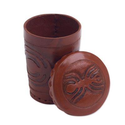 Alternate image for Nazca Embossed Leather Dice Cup Set Nazca Spider
