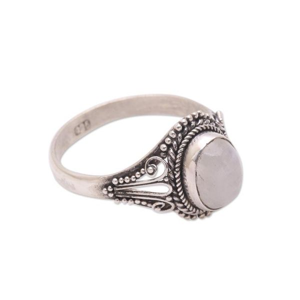 Alternate image for Handmade Rainbow Moonstone Single-Stone Ring from Bali Princess Gem