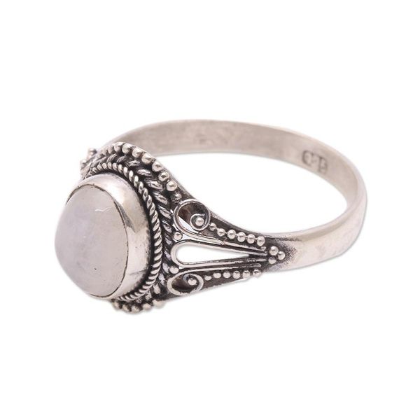 Alternate image for Handmade Rainbow Moonstone Single-Stone Ring from Bali Princess Gem