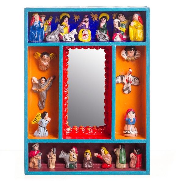 Alternate image for Nativity-Themed Wood and Ceramic Wall Mirror from Peru Nativity Reflection