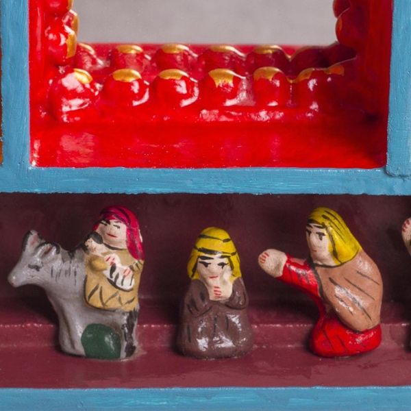 Alternate image for Nativity-Themed Wood and Ceramic Wall Mirror from Peru Nativity Reflection