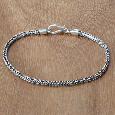 Alternate image for Hand Crafted Sterling Silver Chain Bracelet from Bali Dragons Tail