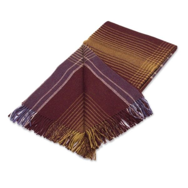 Image for Multicolored Striped 100 Baby Alpaca Throw from Peru Andean Boldness