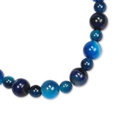 Alternate image for Blue Agate Beaded Necklace from Ghana Blue Nsroma
