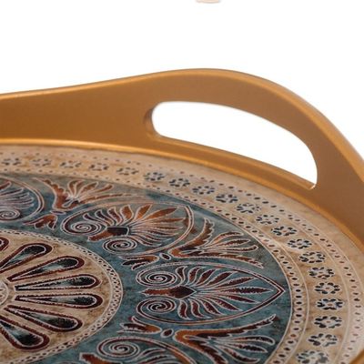 Alternate image for Circular Reverse-Painted Glass Tray 12 Inch Heart Mandala