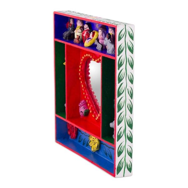 Alternate image for Handcrafted Retablo Nativity Scene Wall Mirror from Peru Love Divine