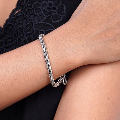 Alternate image for Handmade Mens Silver Link Bracelet Flowing River