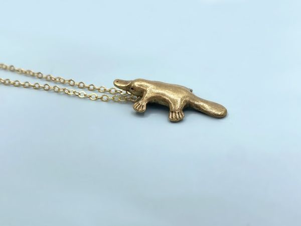Alternate image for Bronze Platypus Necklace on 14k Gold Filled Chain