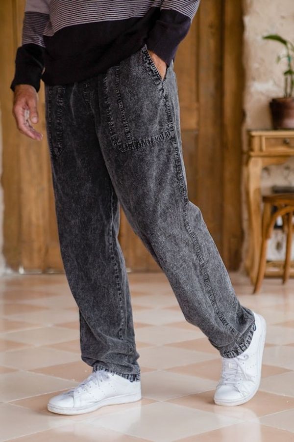 Alternate image for Mens 100 Cotton Pants Woven and Dyed in Black from Peru Washed Black