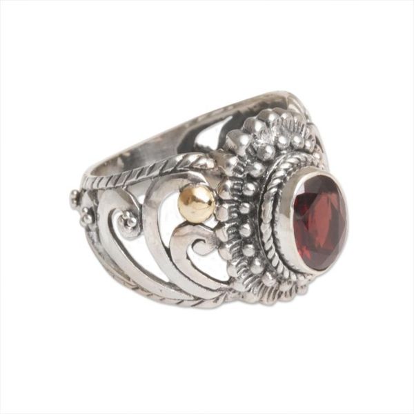 Alternate image for Garnet Sterling Silver 18k Gold-Accented Cocktail Ring Faithful Bloom