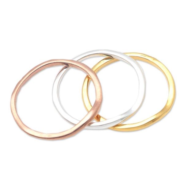 Alternate image for Gold and Silver-Plated Stacking Rings Set of 3 Life is Easy