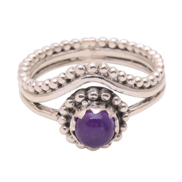 Alternate image for Dot Motif Amethyst Cocktail Ring from Bali Enshrined