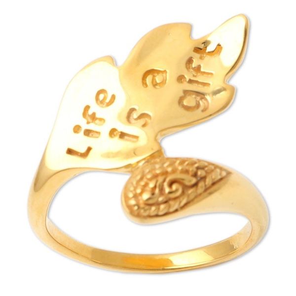 Alternate image for Gold-Plated Brass Wrap Ring Life is a Gift