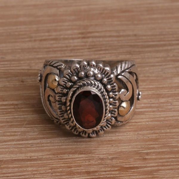 Alternate image for Garnet Sterling Silver 18k Gold-Accented Cocktail Ring Faithful Bloom