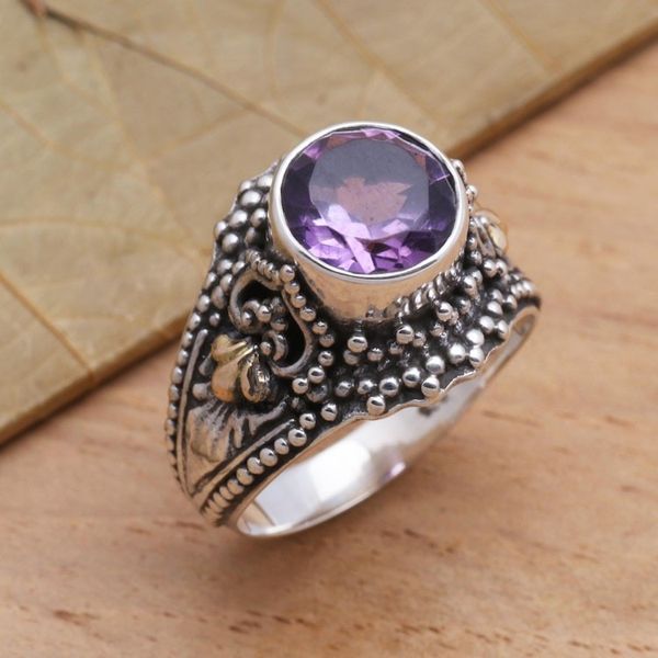 Alternate image for Balinese Style Amethyst Cocktail Ring Twilight Time