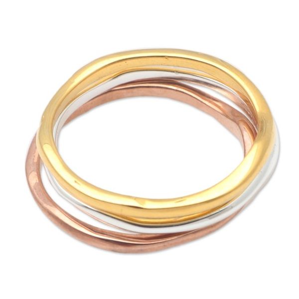 Alternate image for Gold and Silver-Plated Stacking Rings Set of 3 Life is Easy