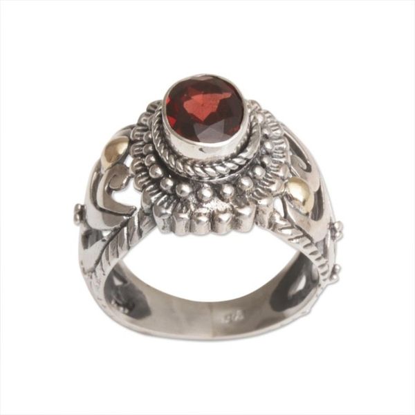Alternate image for Garnet Sterling Silver 18k Gold-Accented Cocktail Ring Faithful Bloom