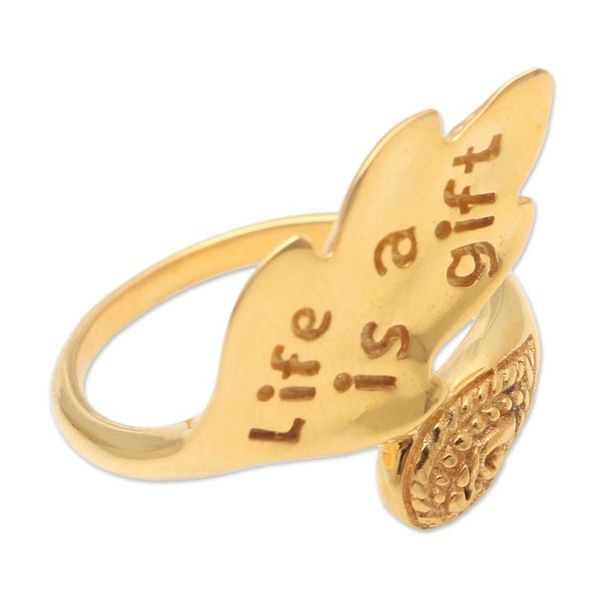 Alternate image for Gold-Plated Brass Wrap Ring Life is a Gift