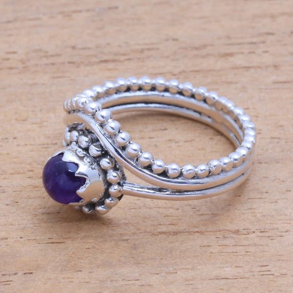 Alternate image for Dot Motif Amethyst Cocktail Ring from Bali Enshrined