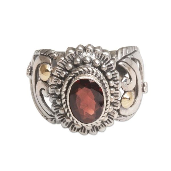 Alternate image for Garnet Sterling Silver 18k Gold-Accented Cocktail Ring Faithful Bloom