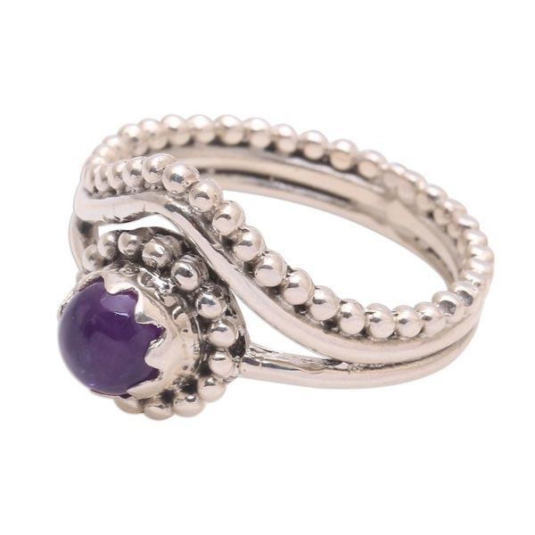 Alternate image for Dot Motif Amethyst Cocktail Ring from Bali Enshrined