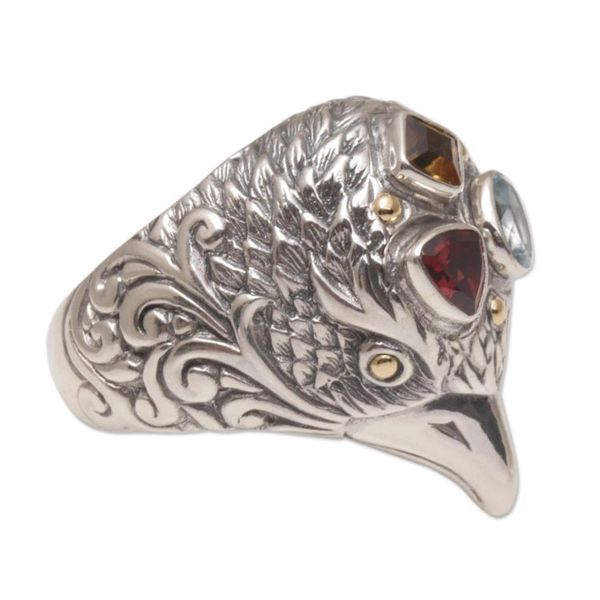 Alternate image for Gold Accent Multi-Gemstone Bird Cocktail Ring from Bali Starling Charisma