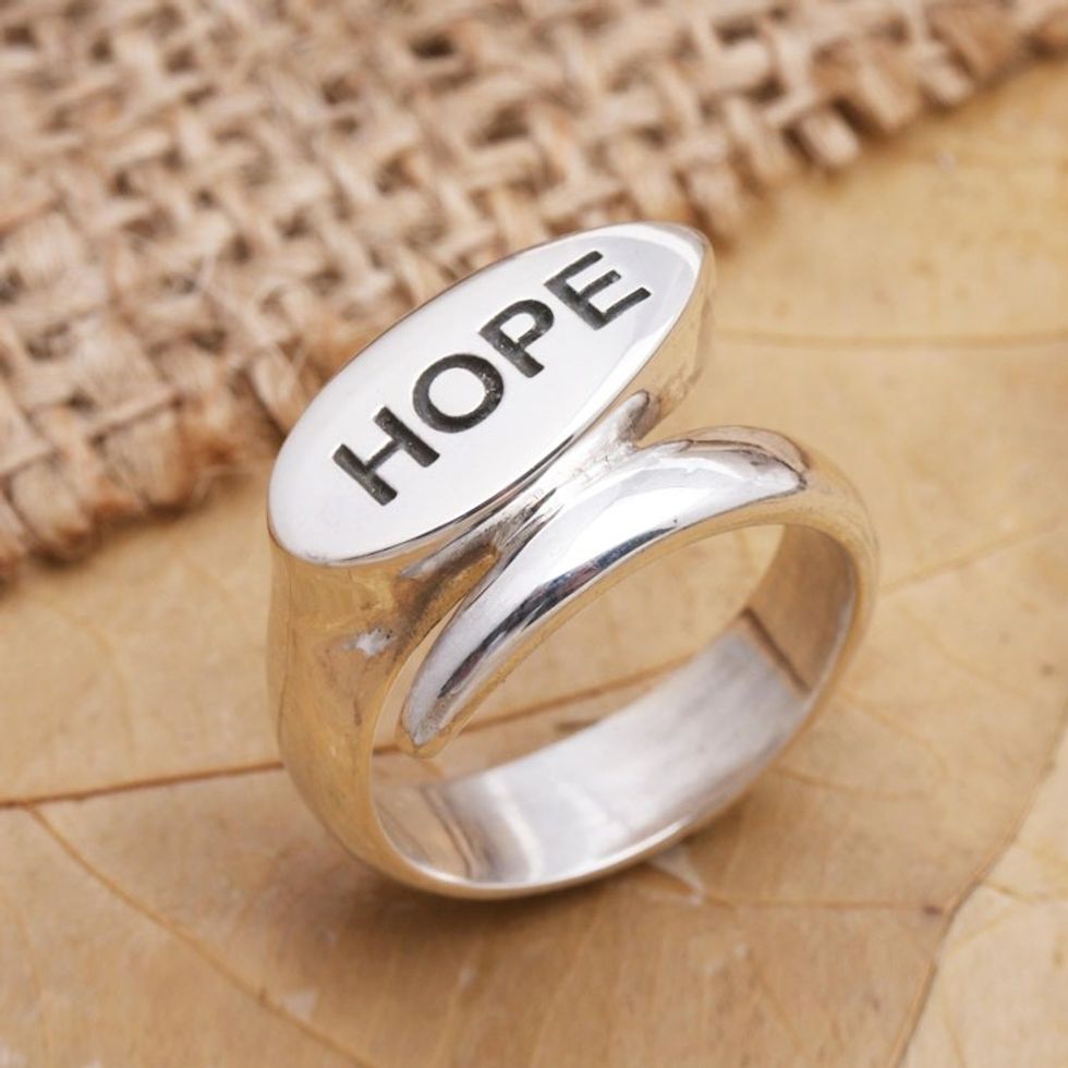 Sterling Silver Inspirational Wrap Ring 'Uplifted'