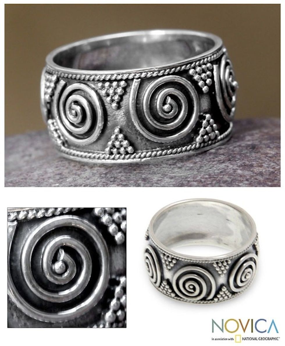 Handmade Sterling Silver Band Ring 'Whirlwind'