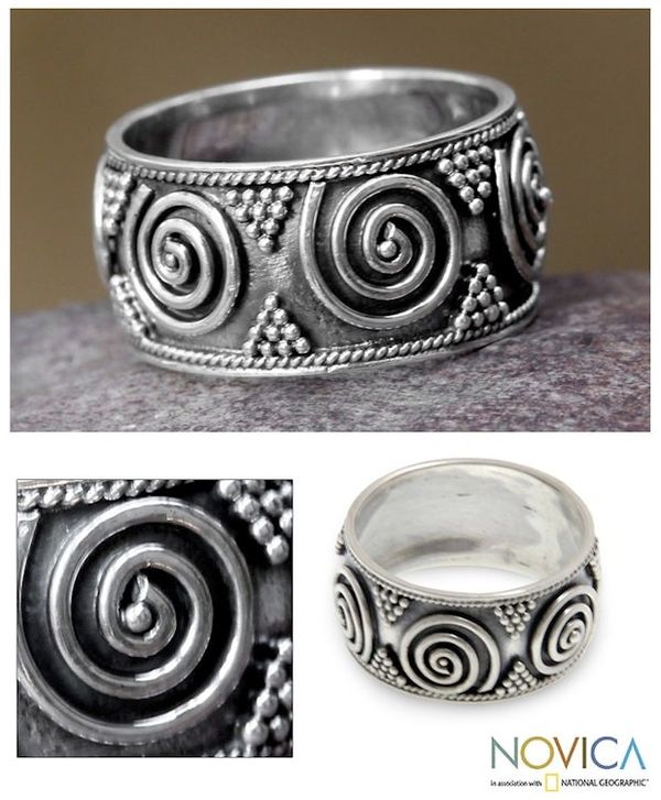 Alternate image for Handmade Sterling Silver Band Ring Whirlwind