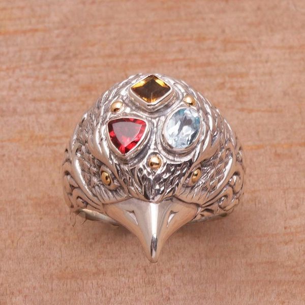 Alternate image for Gold Accent Multi-Gemstone Bird Cocktail Ring from Bali Starling Charisma