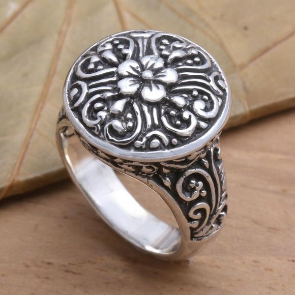 Alternate image for Bali Artisan Crafted Floral Cocktail Ring Crown of Flowers