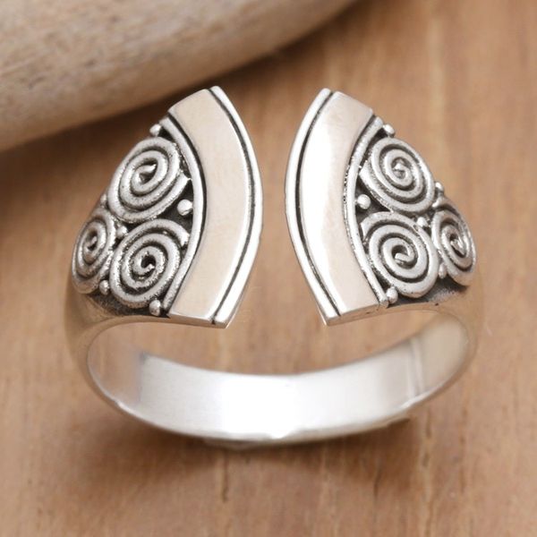 Alternate image for Balinese 18k Gold-Accented Sterling Silver Wrap Ring Split Ax