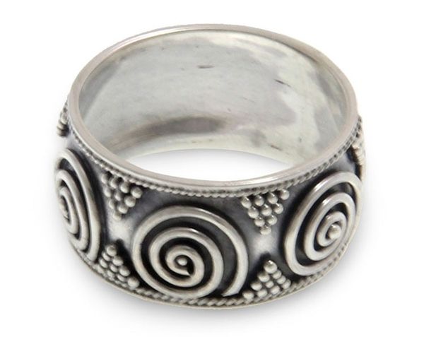 Alternate image for Handmade Sterling Silver Band Ring Whirlwind