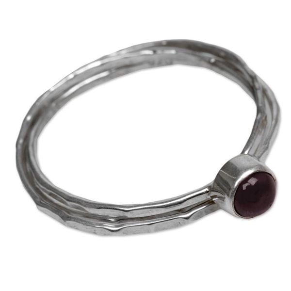 Alternate image for Garnet and Sterling Silver Solitaire Ring from Indonesia Magical Essence in Red